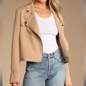 NWT LULU’S Taupe Moto Jacket